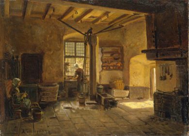 نقاشی کلاسیک آشپزخانه داخلی 1854
