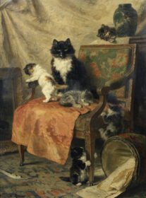 نقاشی کلاسیک بچه گربه ها در حال بازی