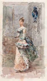 خانم نقاشی کلاسیک با لباس رسمی