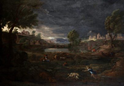 نقاشی کلاسیک منظره در هنگام رعد و برق با پیراموس و