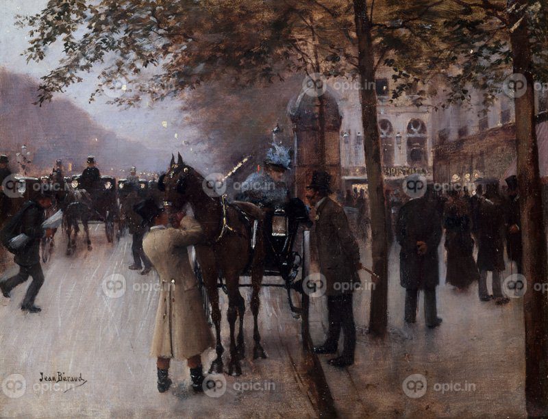 نقاشی کلاسیک Le boulevard des Capucines, le soir, devant le Café Napolitain 1880