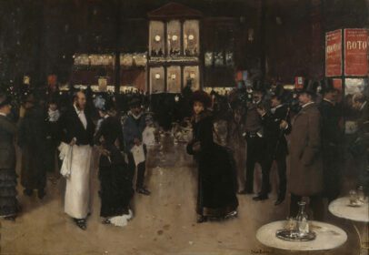 نقاشی کلاسیک Le boulevard Montmartre, la nuit, devant le théâtre des Variétés 1885