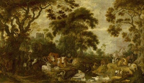 نقاشی کلاسیک اورفئوس در میان حیوانات