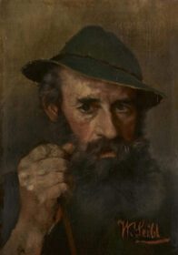 نقاشی کلاسیک پرتره مردی با کلاه سبز