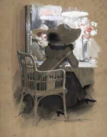 نقاشی کلاسیک پرتره زنی نشسته پشت میز 1896