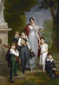 نقاشی کلاسیک پرتره لوئیز آنتوانت اسکولاستیک گوهنوک، مادام لا مارشال لان، دوشس د مونتبلو، با فرزندانش 1814