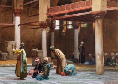 نقاشی کلاسیک نماز در مسجد