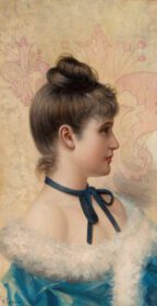 نقاشی کلاسیک نمایه پرتره یک جوان زیبا