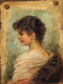 نقاشی کلاسیک نمایه پرتره یک زن جوان