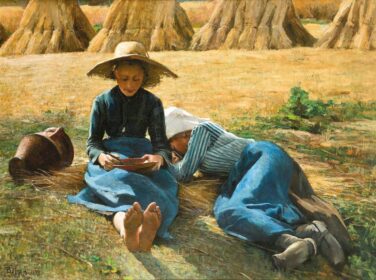 نقاشی کلاسیک استراحت در مزارع 1888