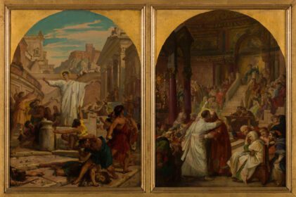 نقاشی کلاسیک سنت آگوستین، au concile de Carthage، réconcilie les catholiques et les donatistes