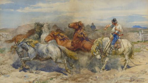 نقاشی کلاسیک جدا کردن یک اسب نر