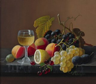 نقاشی کلاسیک زندگی بی جان میوه با لیمو