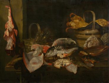نقاشی کلاسیک زندگی بی جان با ماهی 1660-1670