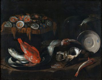 نقاشی کلاسیک زندگی بی جان با ماهی و صدف 1653