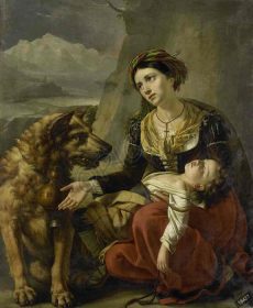 دانلود طرح تابلو یک سگ برنارد قدیس به کمک یک زن گمشده با یک کودک بیمار پیک نیک 1827 را می یابد