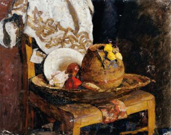 نقاشی کلاسیک Stillleben mit krug und früchten 1895