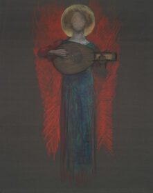 نقاشی کلاسیک مطالعه، فرشته با ساز موسیقی