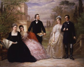 نقاشی کلاسیک The Field Family in a Garden 1869