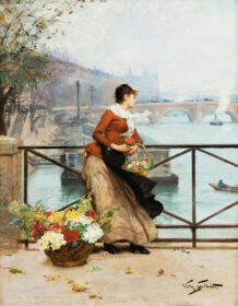 نقاشی کلاسیک فروشنده گل در Pont Des Arts، پاریس