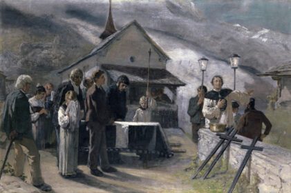 نقاشی کلاسیک مراسم تشییع جنازه پس از رانش زمین اسپرینگن، اوری 1887