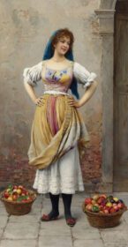 نقاشی کلاسیک دختر بازار 1900