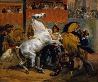 نقاشی کلاسیک شروع مسابقه اسب های بدون سوار 1820