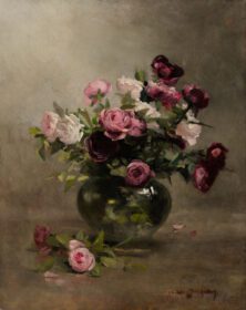 نقاشی کلاسیک گلدان گل رز در اوایل دهه 1870