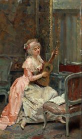 نقاشی کلاسیک زن با گیتار ج