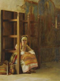 نقاشی کلاسیک دختر جوان در کلیسای یونانی