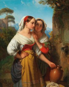 نقاشی کلاسیک زنان جوان ایتالیایی در چشمه