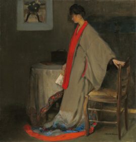نقاشی کلاسیک زن جوان در کیمونو c