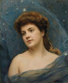 نقاشی کلاسیک زن جوان احاطه شده توسط ستاره