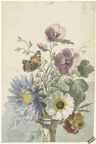 دانلود طرح تابلو دسته گل با پروانه willem van leen 1763