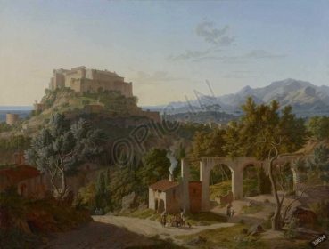 دانلود طرح تابلو چشم انداز با قلعه massa di carrara leo von klenze 1827