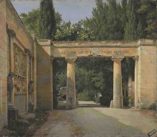 دانلود طرح تابلو منظره باغ ویلا بورگسه در روم کریستوفر wilhelm eckersberg 1814