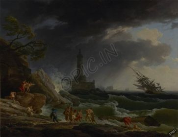 دانلود طرح تابلو طوفان در ساحل مدیترانه clude joseph vernet 1767 1