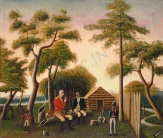 دانلود طرح تابلو ماریون که افسر بریتانیایی را با مارک 1848 سیب زمینی شیرین جورج واشنگتن جشن می گیرد