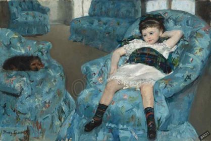 دانلود طرح تابلو دختر کوچک در یک صندلی آبی ماری کاست 1878