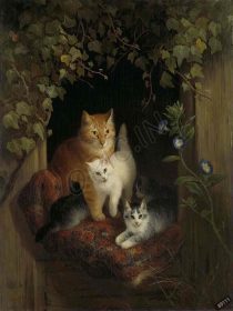 دانلود طرح تابلو گربه با بچه گربه ها henriette ronner 1844