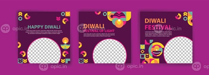 دانلود قالب پست رسانه های اجتماعی برای جشن دیوالی رنگارنگ