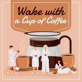 دانلود ماکت پست بیدار با یک فنجان قهوه در شبکه های اجتماعی