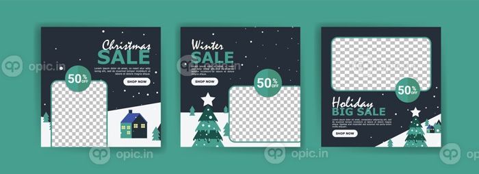 دانلود قالب پست رسانه های اجتماعی برای فروش کریسمس زمستان
