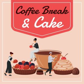 دانلود ماک آپ پست برای استراحت قهوه و کیک در شبکه های اجتماعی