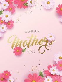 دانلود طرح پس زمینه بنر روز مادر با تبریک گل و هدایایی برای روز مادر در قالب تصویر برداری وکتور یک ظاهر طراحی شده تخت