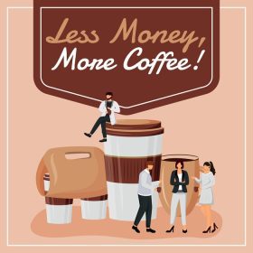 دانلود پول کمتر قهوه بیشتر ماکت پست رسانه های اجتماعی