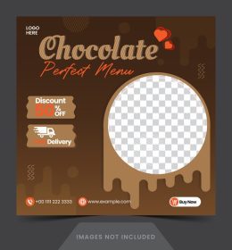 دانلود بنر یا بروشور منوی شکلاتی پست رسانه های اجتماعی برای شبکه های اجتماعی
