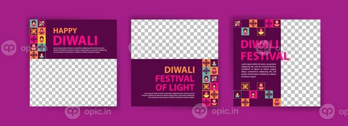 دانلود قالب پست رسانه های اجتماعی برای جشن دیوالی رنگارنگ