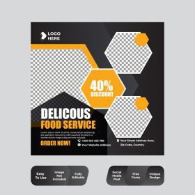 دانلود قالب طراحی پست بنر شبکه های اجتماعی غذای رستوران