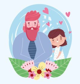 دانلود وکتور روز پدر مبارک بابا و دختر گل های عاشق قلب